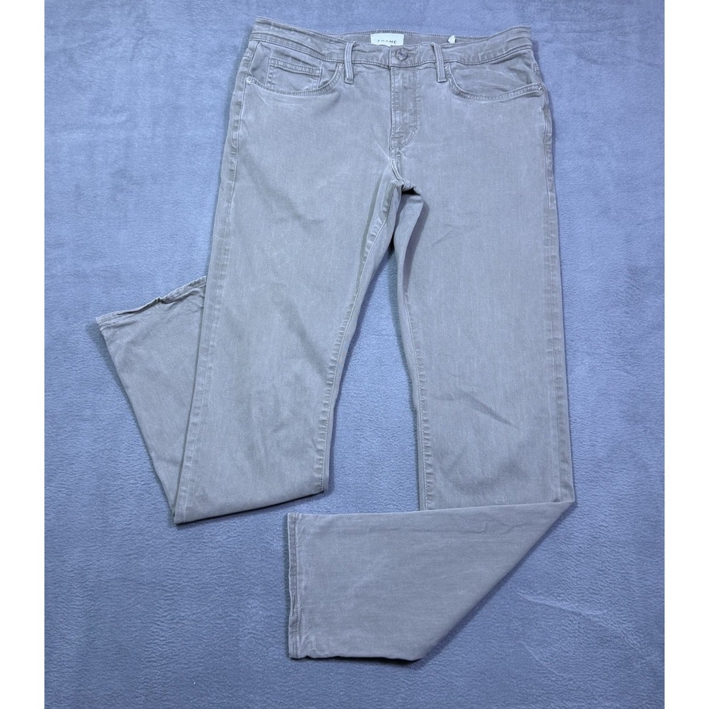 Frame Jeans Mens 34x33 L'Homme Slim Stone Grey Stretch USA Modern Normcore